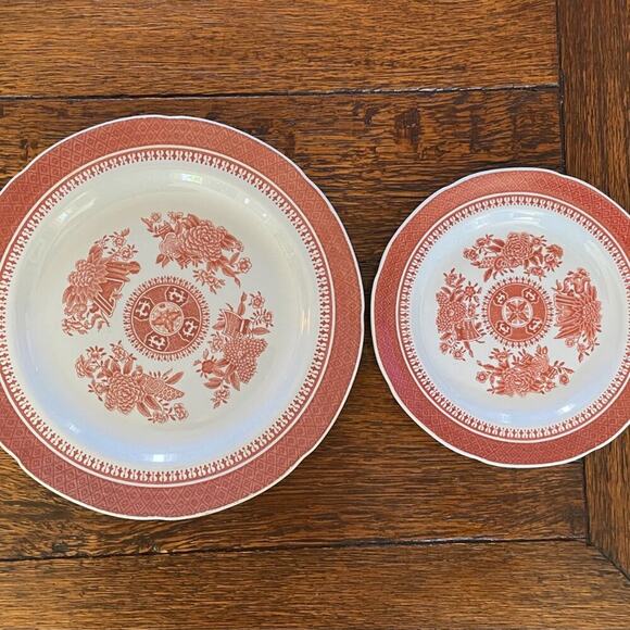 Vintage Spode Fitzhugh Pattern Red, White Salad Plates, 8", Set of 7 - Picture 9 of 9